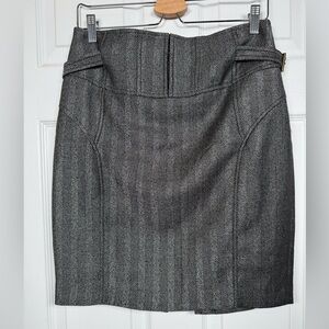 Express Herringbone Wool Blend Mini Skirt Gray Black Size 6 Preppy
